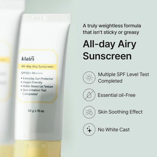 Klairs All Day Airy Sunscreen (SPF 50+ PA++++) 50g Face Cream - Klairs -  - JKbeauty